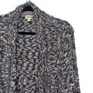 L'Agence Gray Multicolor Fringe Trim Long Sleeve Cardigan - Size M